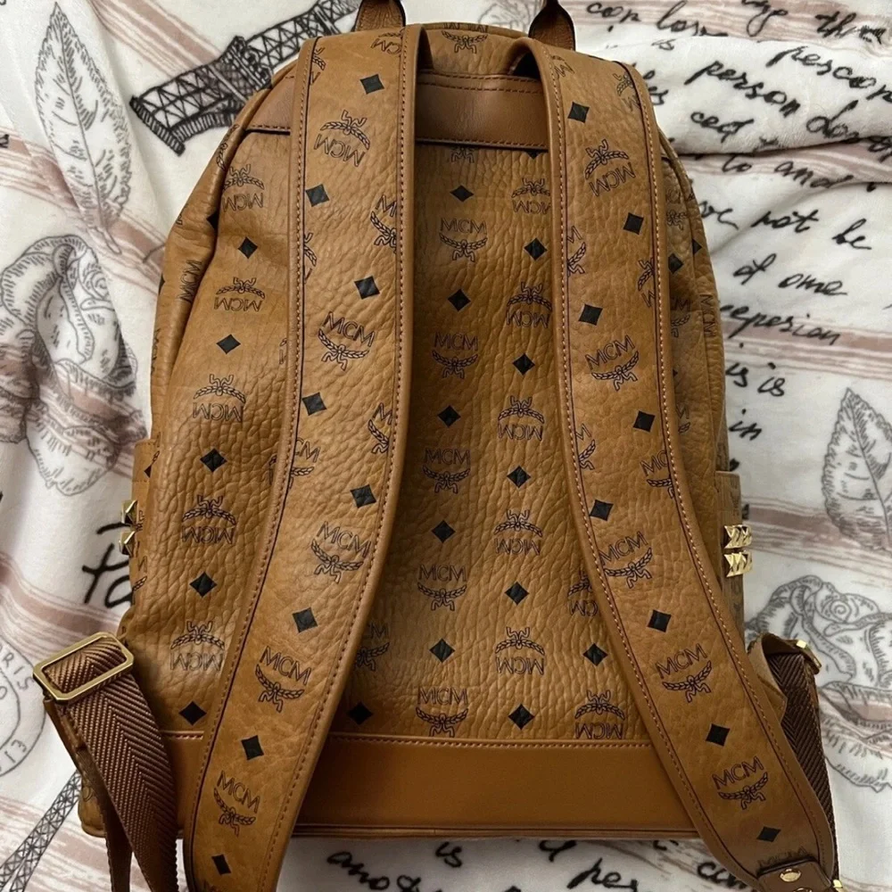 MCM Tan Stark Backpack with Iconic Monogram - Picture 6 of 10